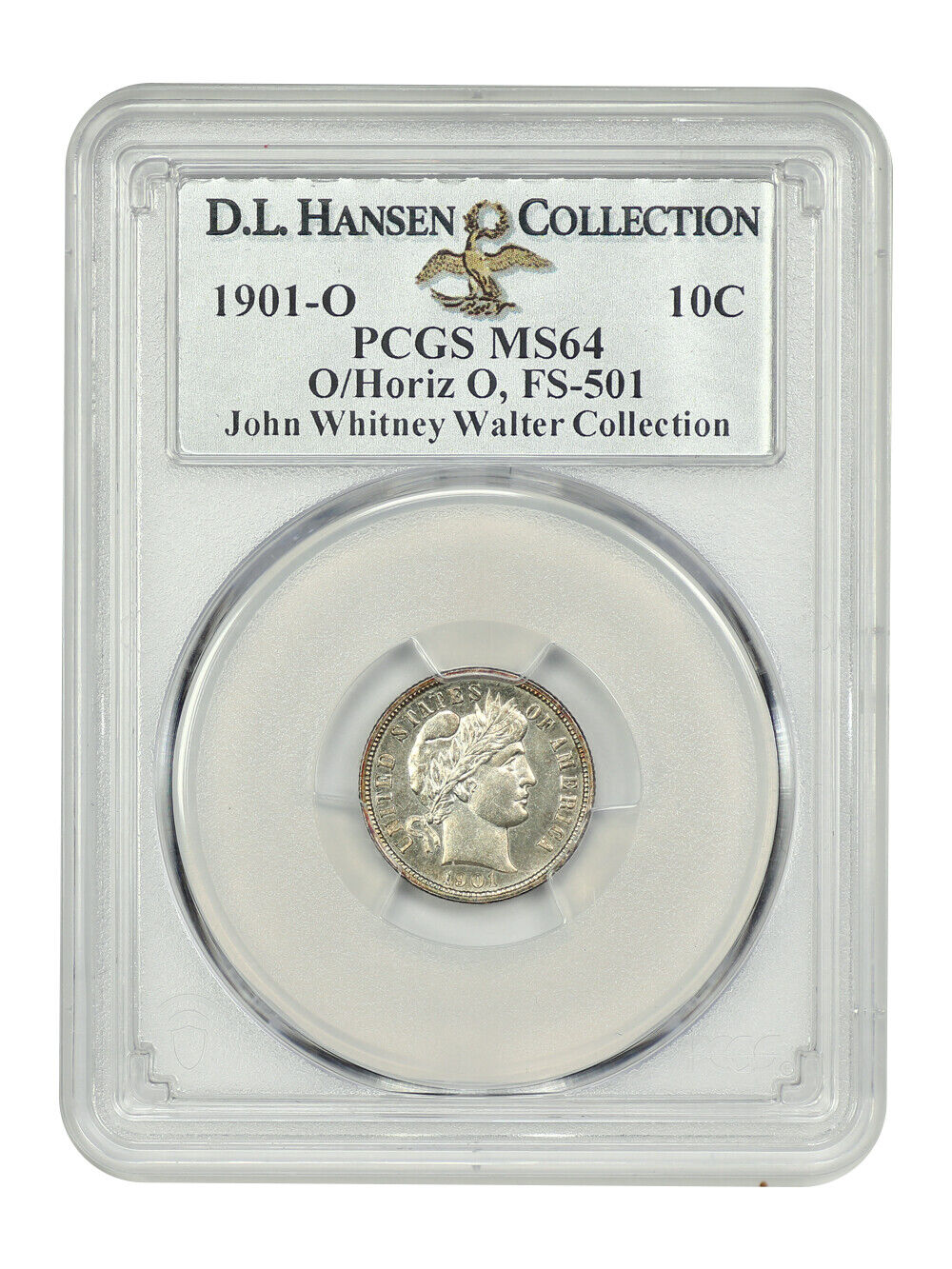 1901-O/Horiz O 10C PCGS MS64 (FS-501 (010)) ex: John Whitney Walter