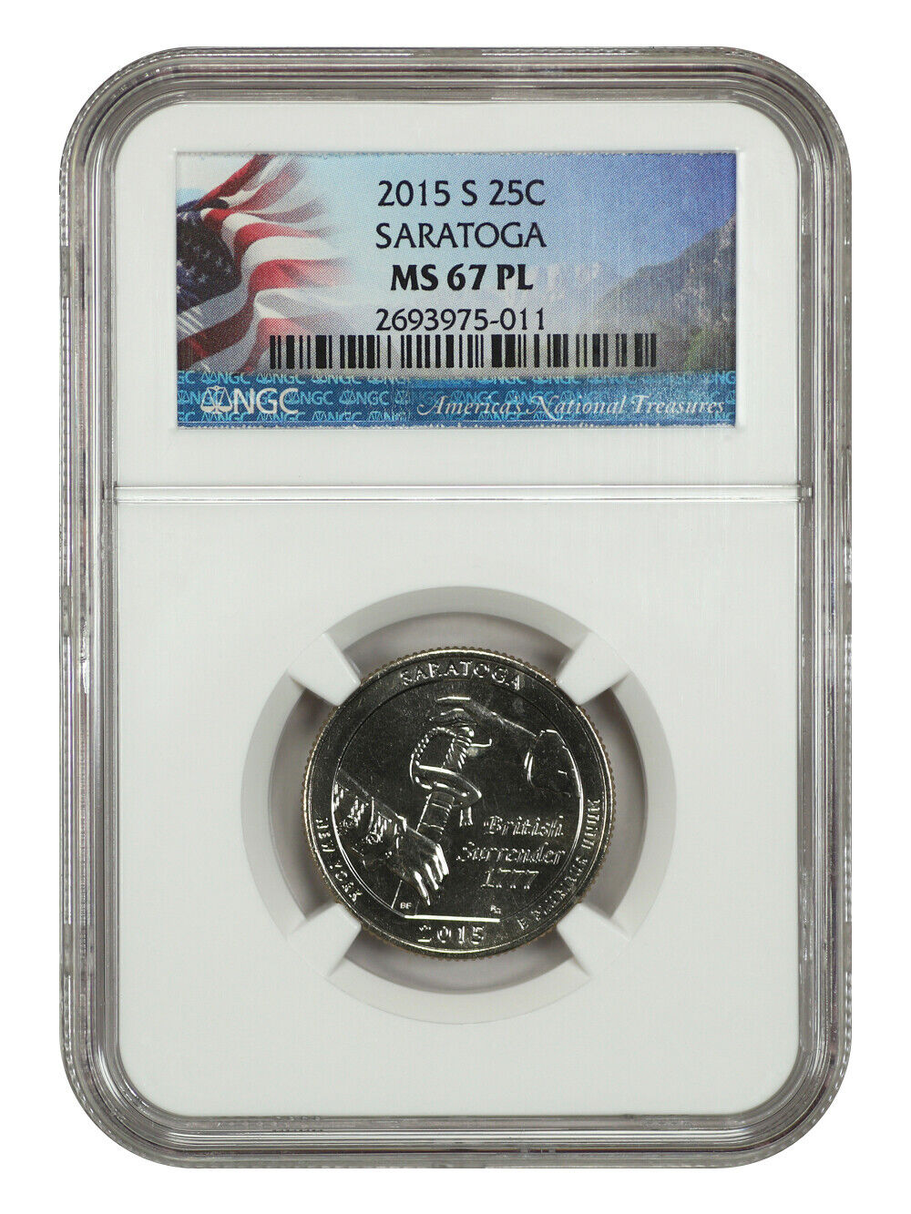 2015-S 25C Saratoga NP NGC MS67PL - Type 1 - Clad