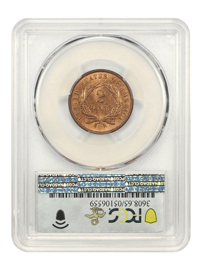 1870 2c PCGS MS65RD ex: D.L. Hansen