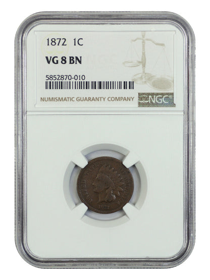 1872 1C NGC VG08 - Indian Cent - Semi-Key Date