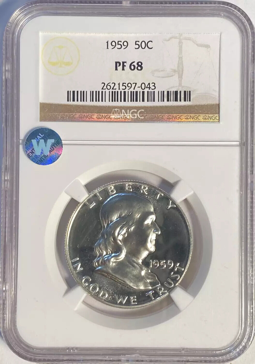 1959 P Franklin Half Dollar NGC PF-68 Sight White