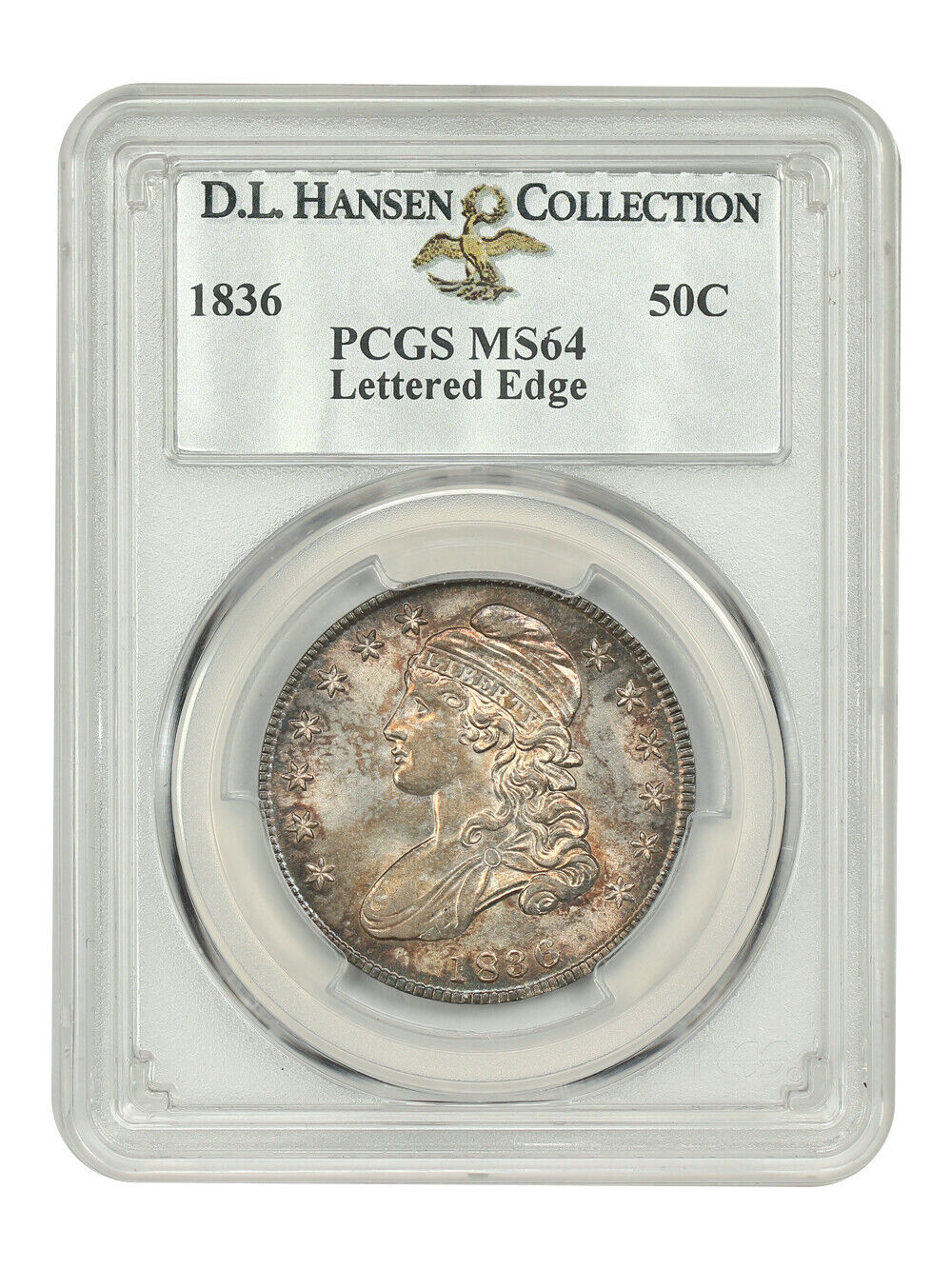 1836 50C PCGS MS64 (Lettered Edge) ex: D.L. Hansen