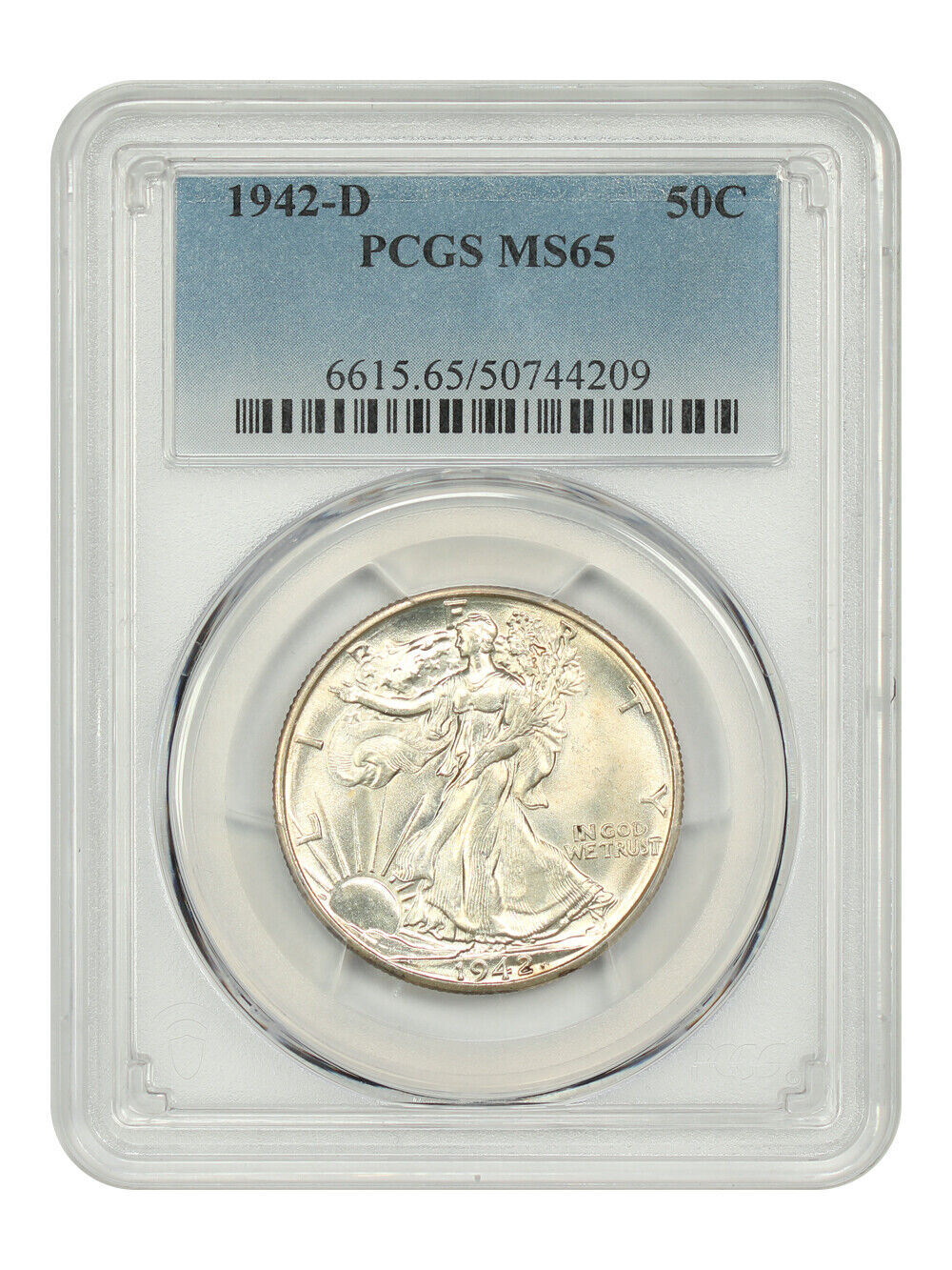 1942-D 50C PCGS MS65 - Walking Liberty Half Dollar