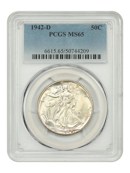 1942-D 50C PCGS MS65 - Walking Liberty Half Dollar