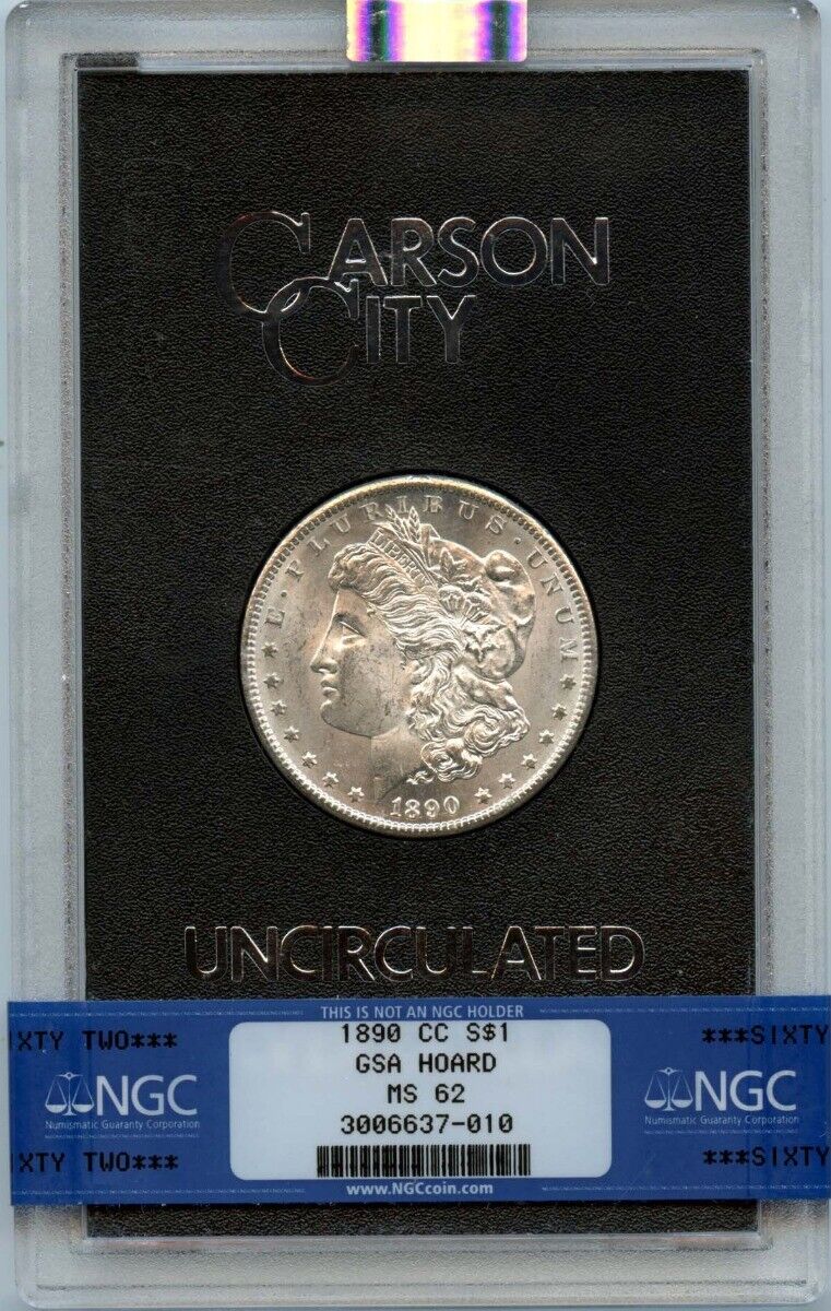 1890-CC Morgan Dollar GSA HOARD S$1 NGC MS62