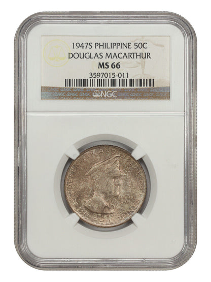 1947S Philippine Peso Douglas MacArthur NGC MS 66 - Other