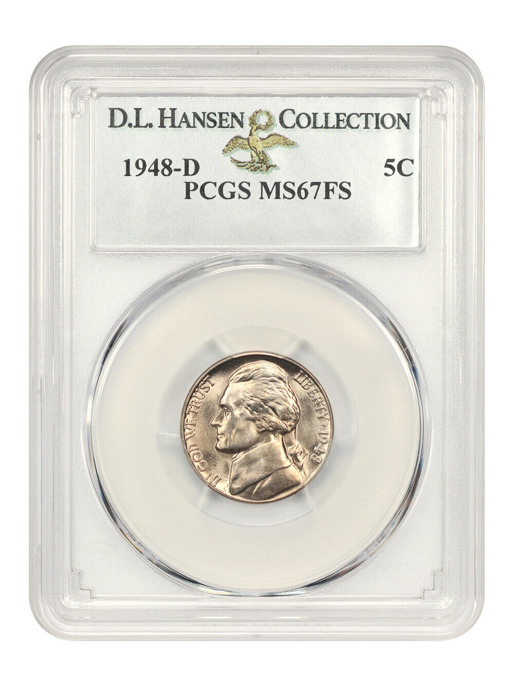 1948-D 5c PCGS MS67 FS ex: D.L. Hansen