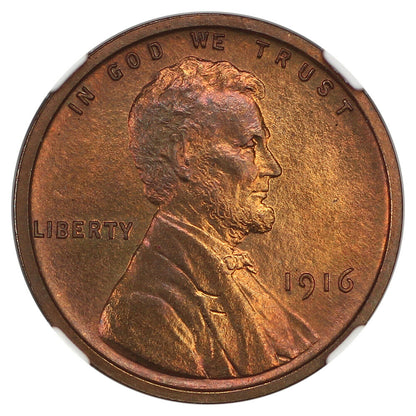 1916 1C NGC/CAC PR67+RB - Lincoln Cent (Wheat Reverse)