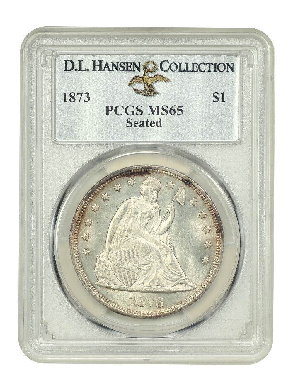 1873 $1 Seated PCGS MS65 ex: D.L. Hansen