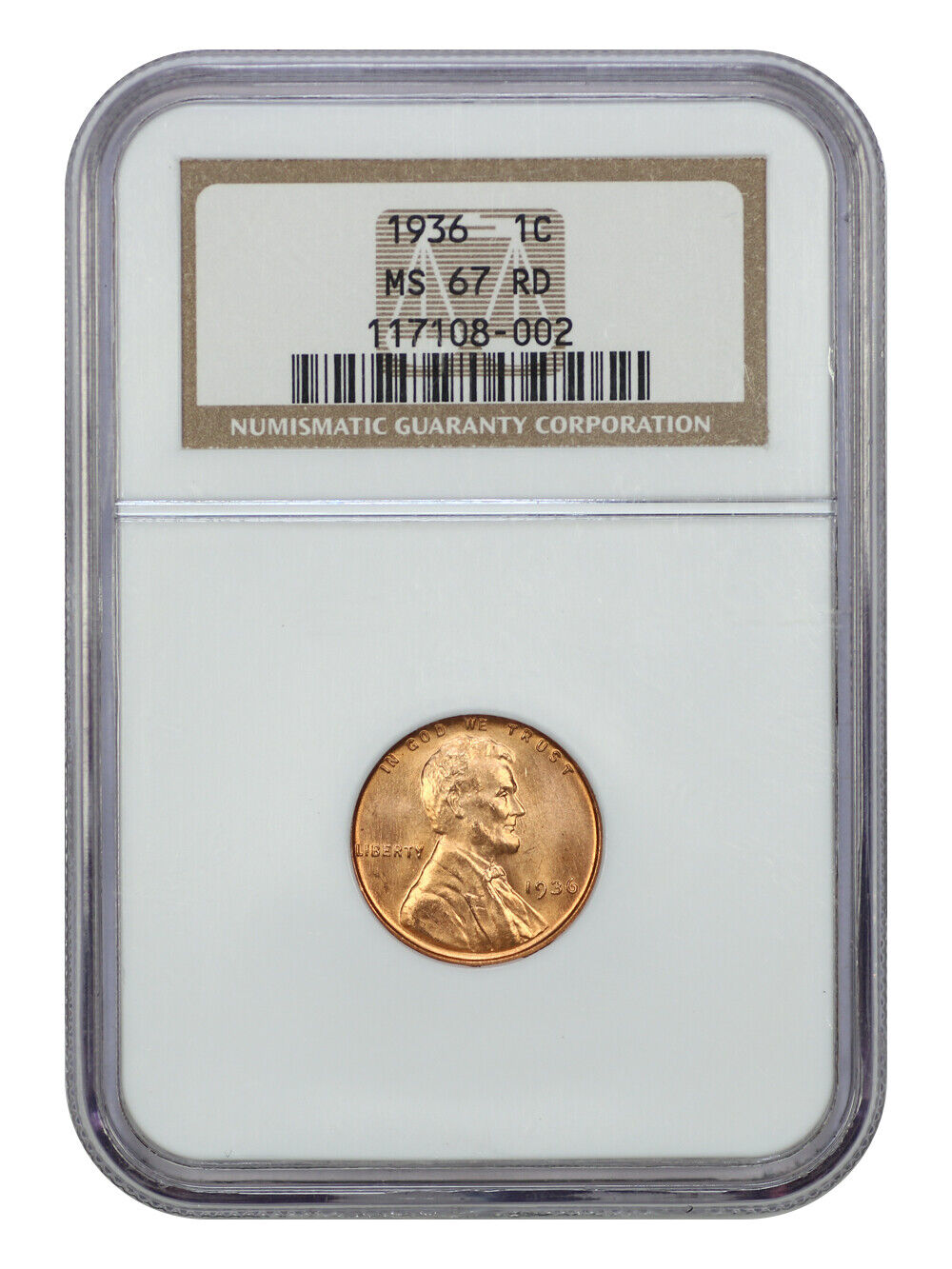 1936 1C NGC MS67RD - Lincoln Cent (Wheat Reverse)