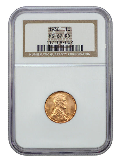 1936 1C NGC MS67RD - Lincoln Cent (Wheat Reverse)