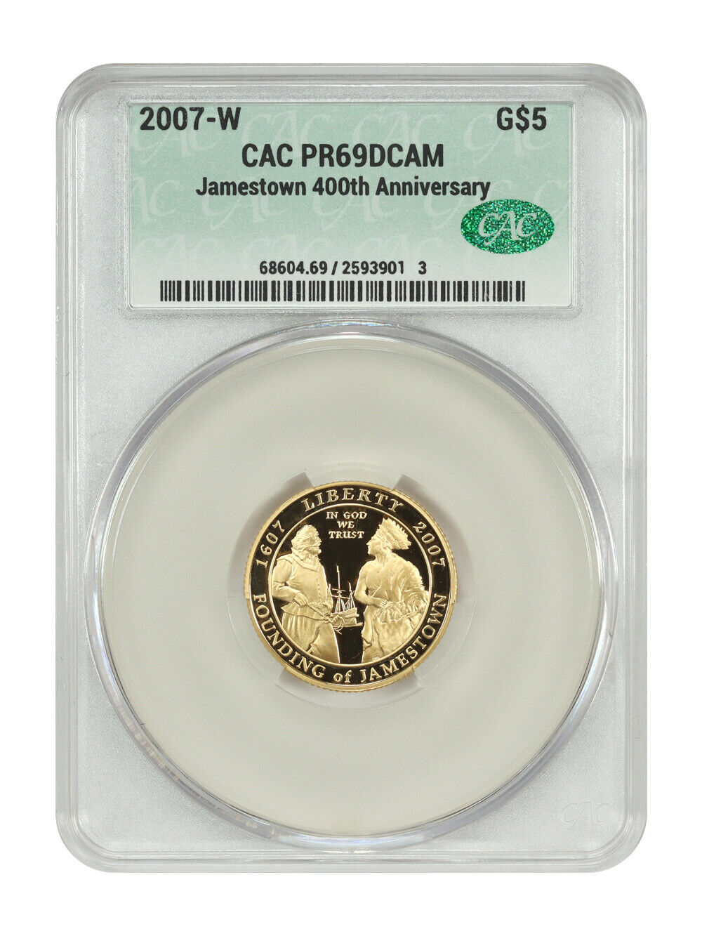 2007-W $5 Jamestown CACG PR69DCAM - $5 Modern Gold Commemoratives