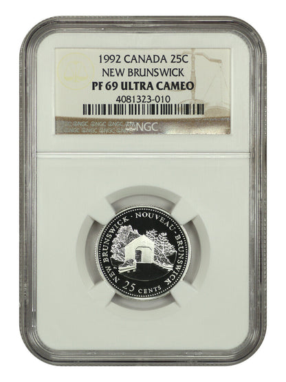 1992 Canada 25c New Brunswick NGC PF 69 DCAM