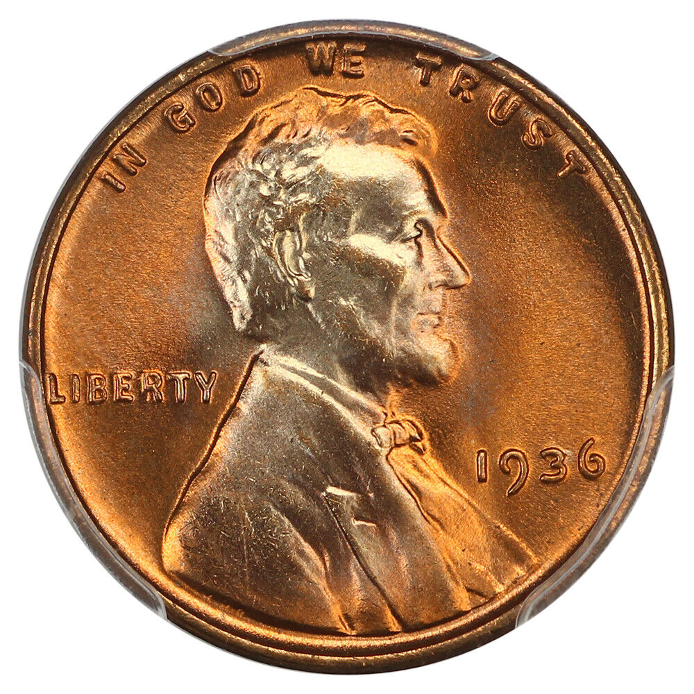 1936 1C PCGS/CAC MS67+RD ex: D.L. Hansen - Lincoln Cent (Wheat Reverse)