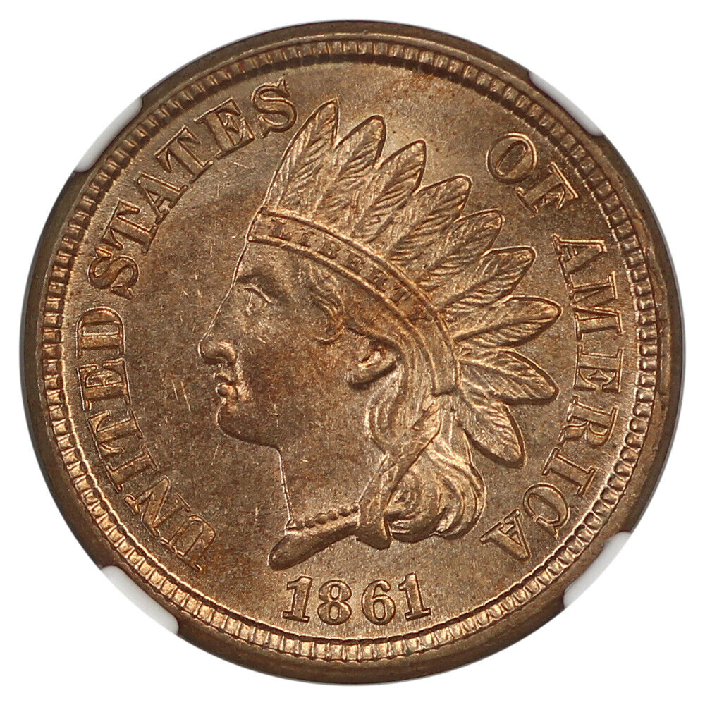 1861 1C NGC MS64 - Indian Cent - Scarce Copper-Nickel Indian Cent