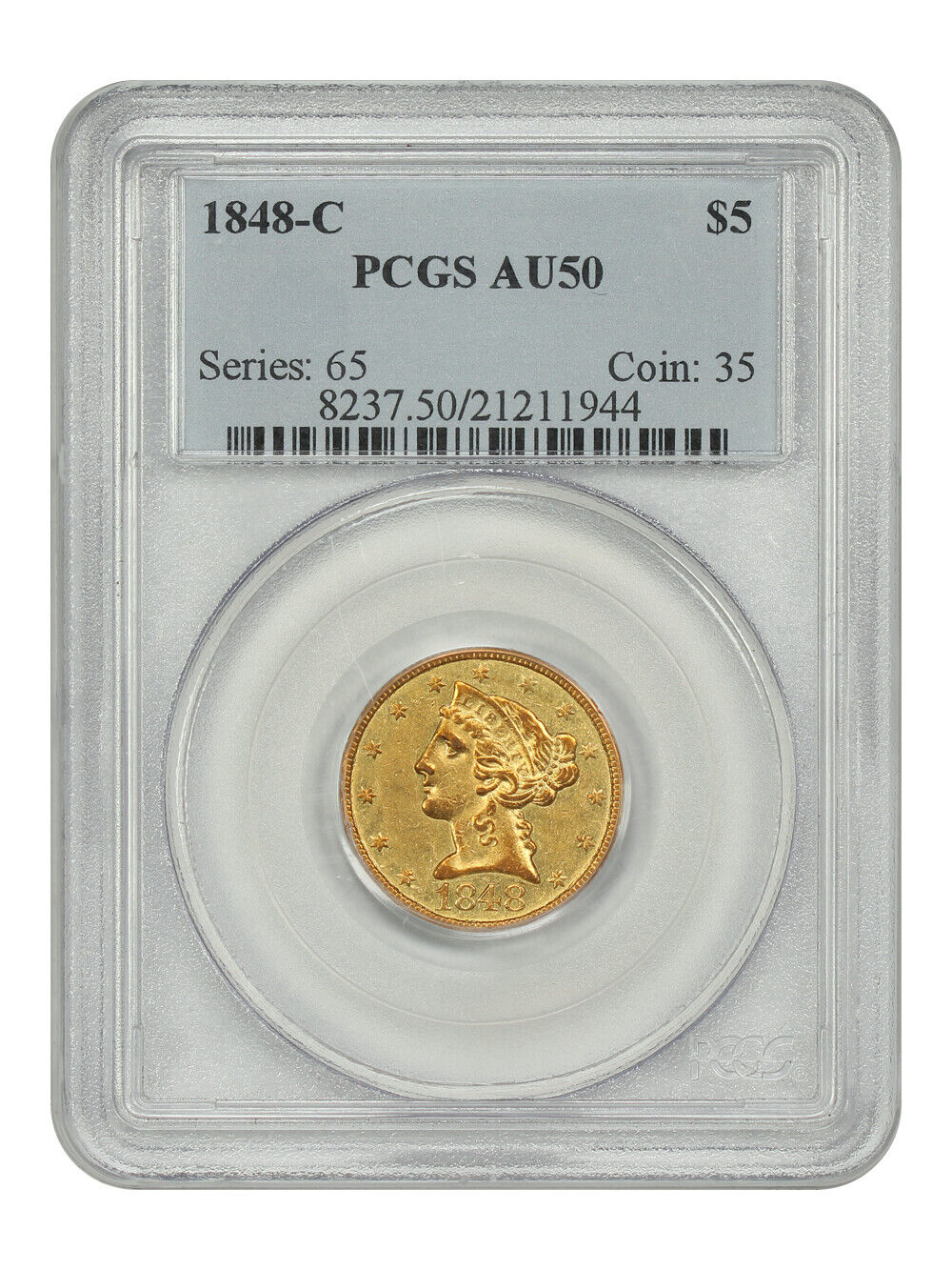 1848-C $5 PCGS AU50 - Liberty Head $5