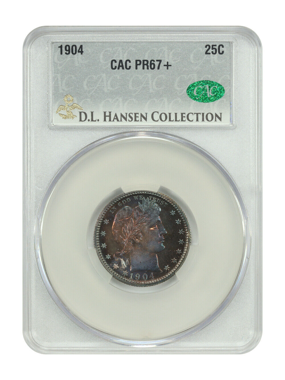 1904 25C CACG PR67+ ex: D.L. Hansen - Barber Quarter