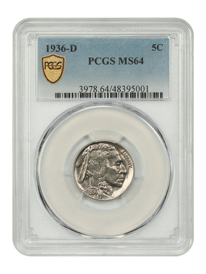 1936-D 5C PCGS MS64 - Buffalo Nickel