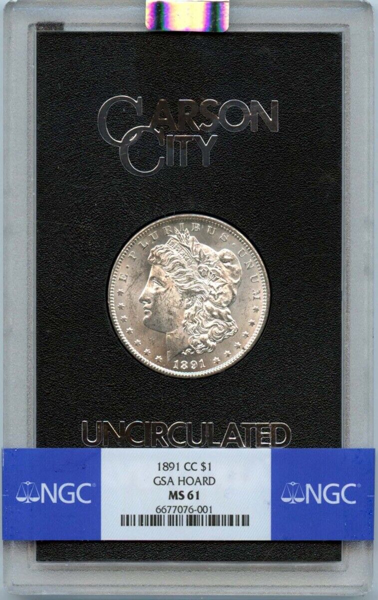 1891-CC Morgan Dollar GSA HOARD S$1 NGC MS61