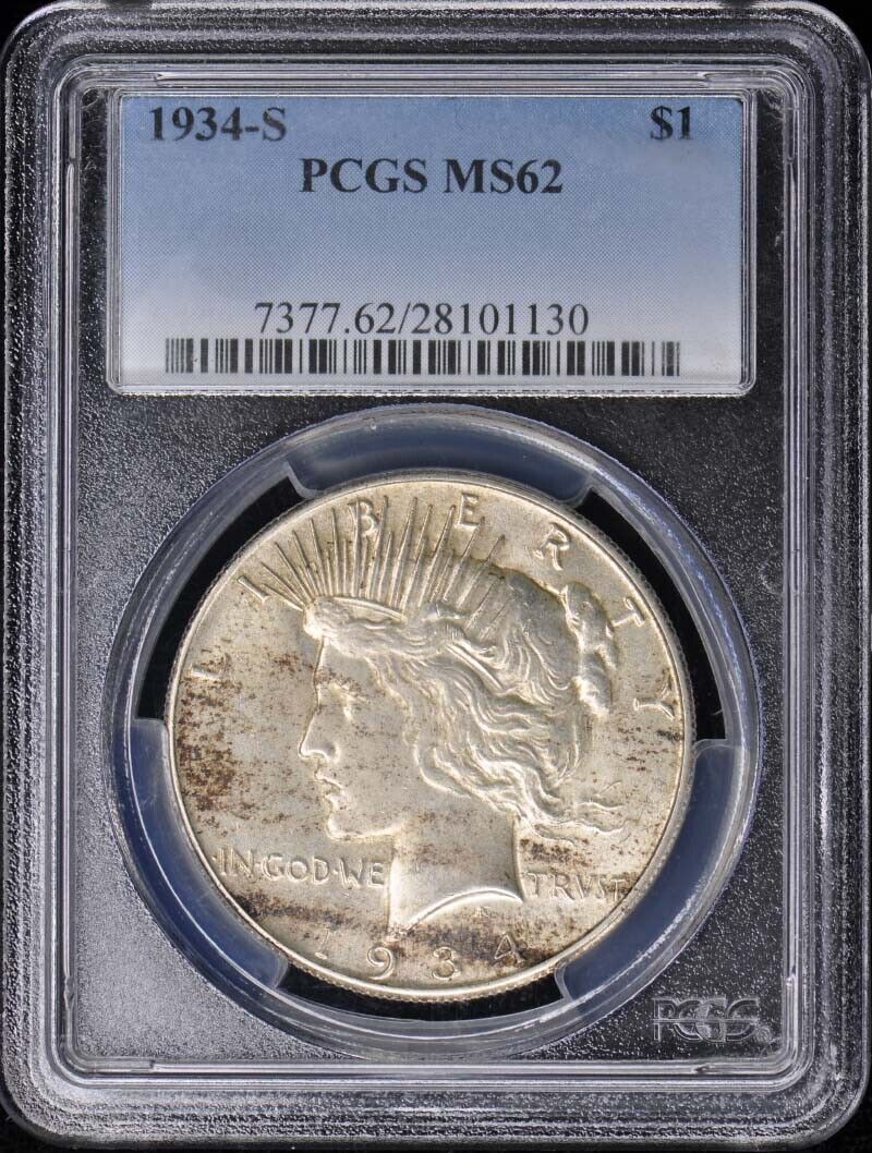 1934-S $1 Peace Dollar PCGS MS62