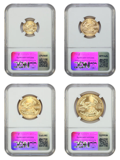 1988 $5-$50 Gold Eagle Set NGC MS70 (4 Coins) - Gold Eagle Sets