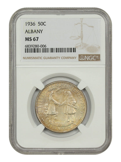 1936 50C Albany NGC MS67 - Classic Silver Commemorative - Low Mintage Issue