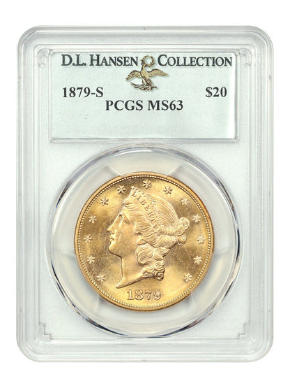 1879-S $20 PCGS MS63 ex: D.L. Hansen