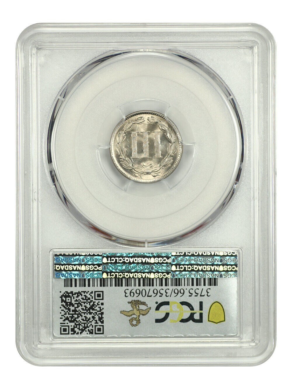 1887 3CN PCGS MS66 ex: D.L. Hansen