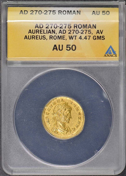 Aurelian 270-275 AD Roman Aureus ANACS AU50