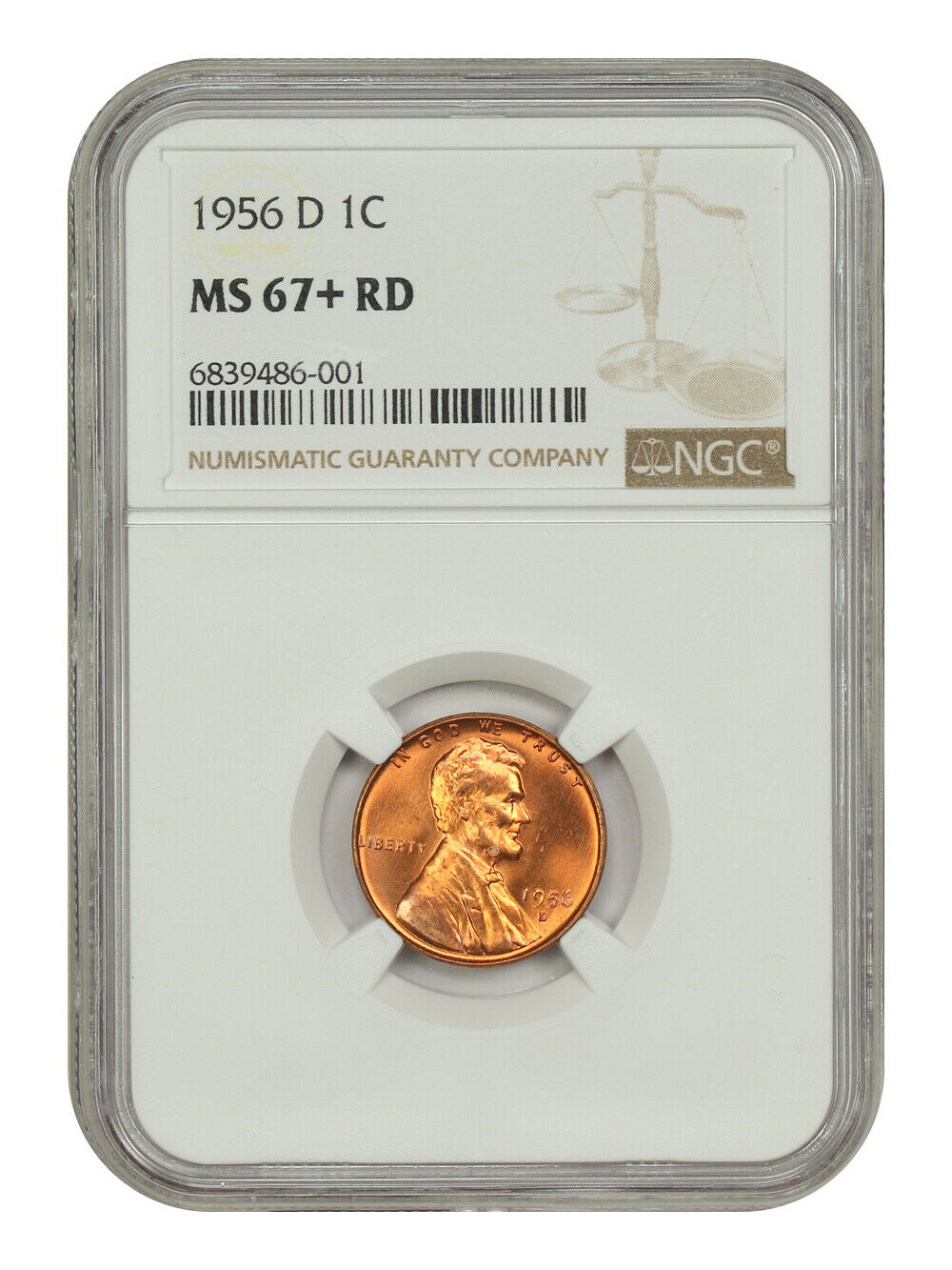 1956-D 1C NGC MS67+RD - Lincoln Cent (Wheat Reverse)