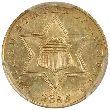 1855 3CS PCGS MS64 ex: D.L. Hansen