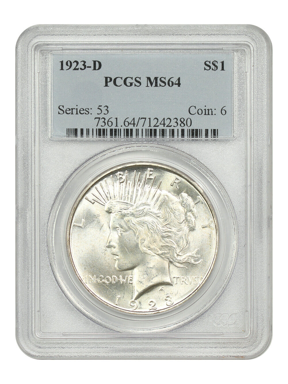 1923-D $1 PCGS MS64 - Peace Dollar