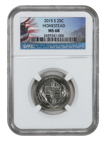 2015-S 25C Homestead NP NGC MS68 - Type 1 - Clad