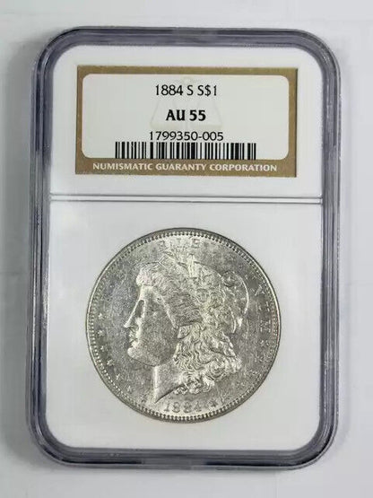 1884 S Morgan Silver Dollar NGC AU-55