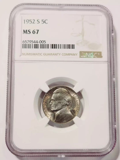 1952 S Nickel Jefferson NGC MS-67 - LOTS OF LUSTER