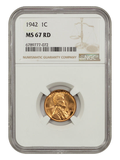 1942 1C NGC MS67RD