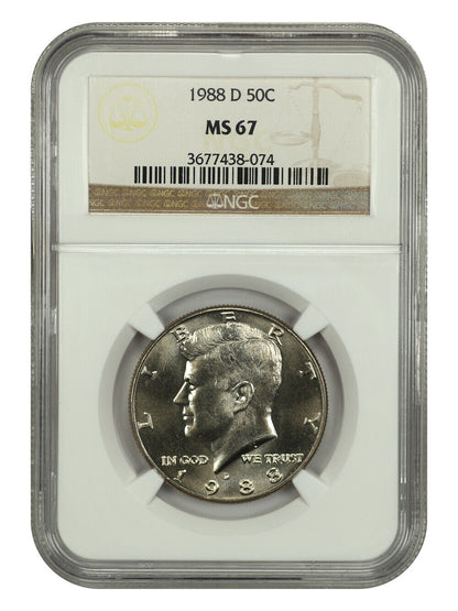 1988-D 50C NGC MS67 - Kennedy Half Dollar