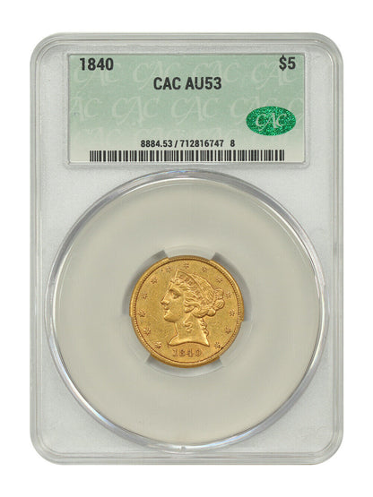 1840 $5 CACG AU53 - Liberty Head $5