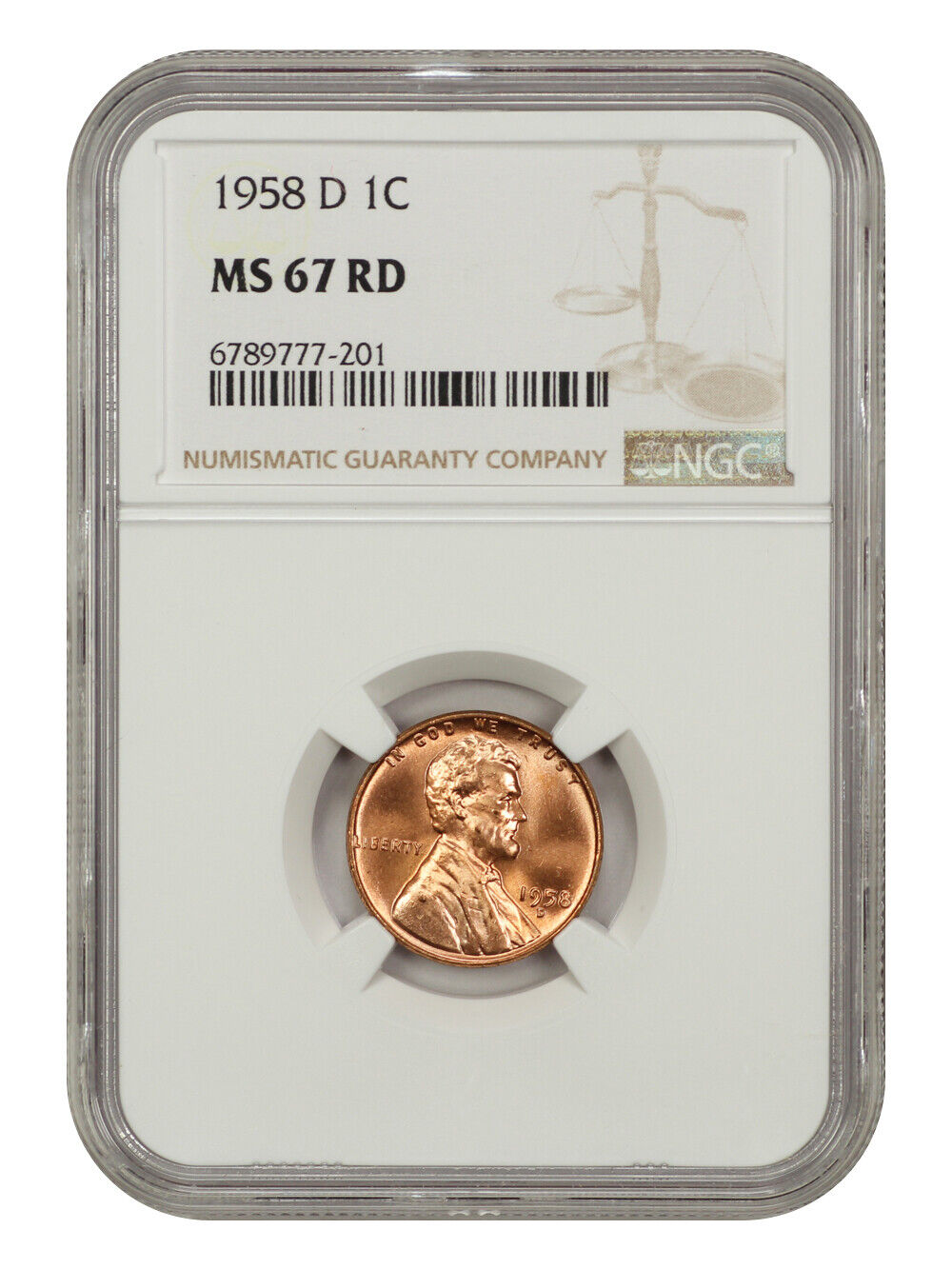 1958-D 1C NGC MS67RD