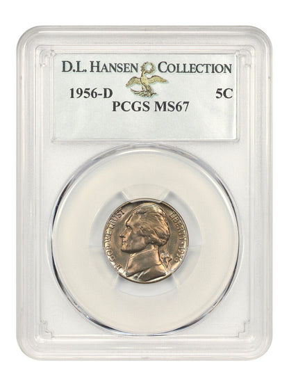 1956-D 5c PCGS MS67 ex: D.L. Hansen