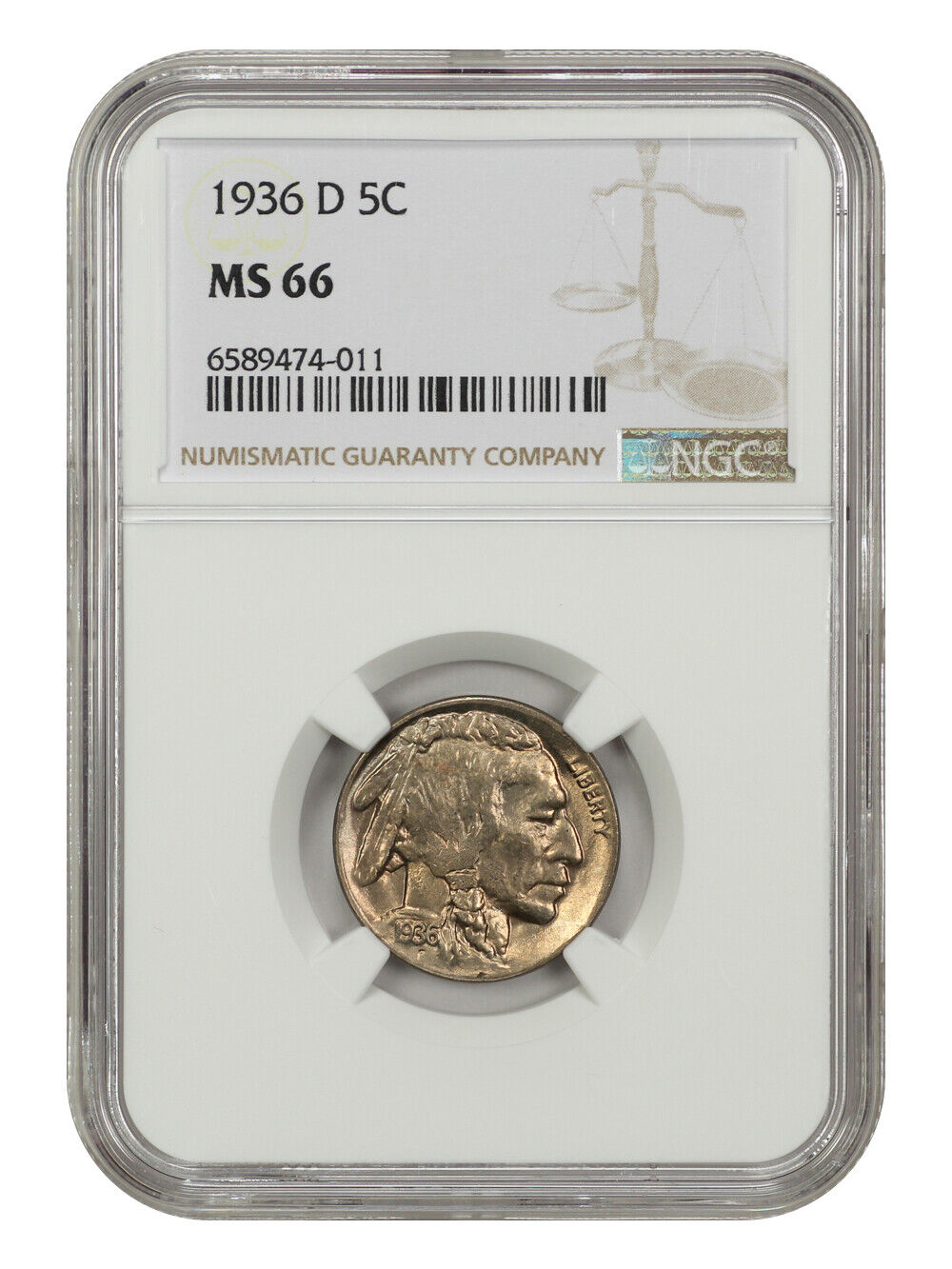 1936-D 5C NGC MS66