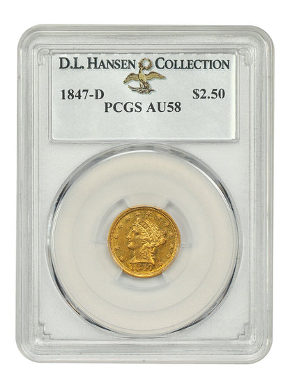 1847-D $2.50 PCGS AU58 ex: D.L. Hansen - Liberty Head $2.5