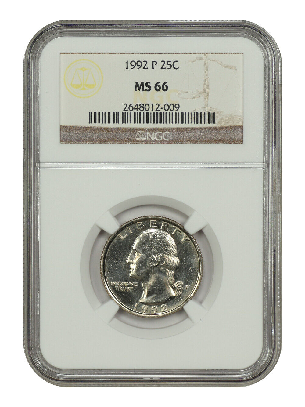 1992-P 25C NGC MS66 - Washington Quarter