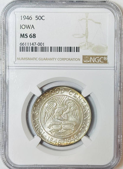 1946 P Classic Commemorative Iowa Centennial NGC MS-68 IOWA