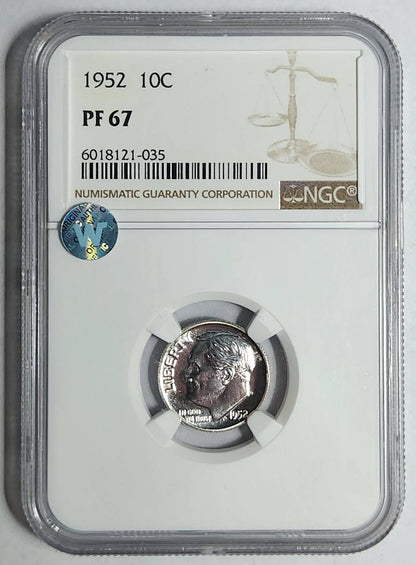 1952 P Dimes Roosevelt NGC PF-67 Sight White