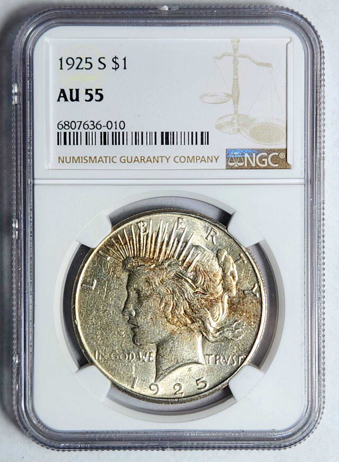 1925 S Peace Dollar NGC AU-55