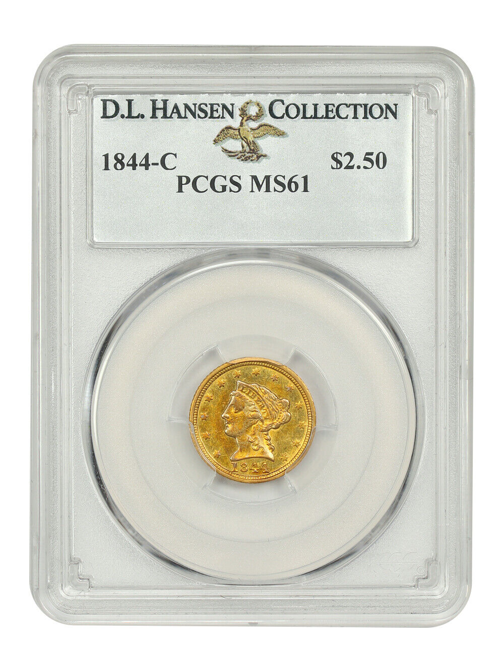 1844-C $2.50 PCGS MS61 ex: D.L. Hansen - Liberty Head $2.5