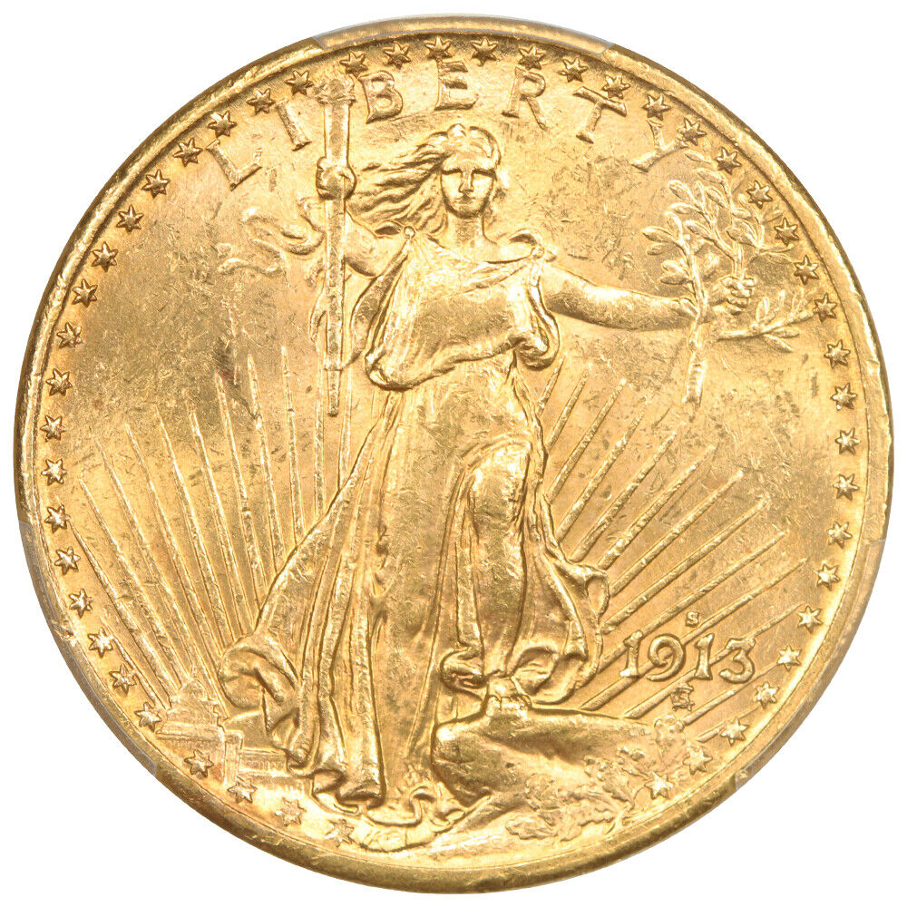 1913-S $20 PCGS MS62 - St. Gaudens $20 - Scarce Date Saint Gaudens