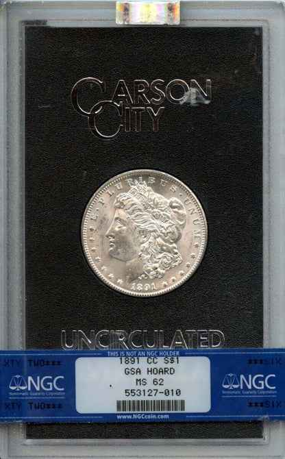 1891-CC Morgan Dollar GSA HOARD S$1 NGC MS62