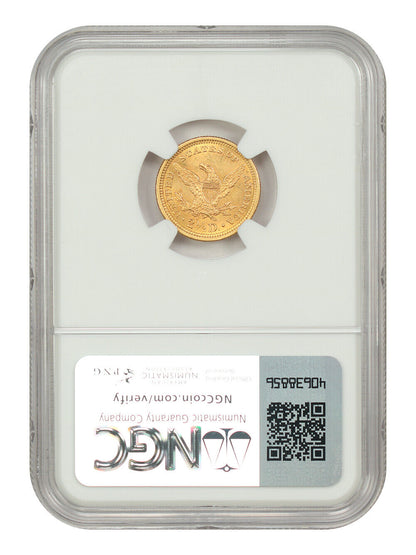 1861 $2.50 NGC MS61 (Type 2, New Reverse) - Liberty Head $2.5